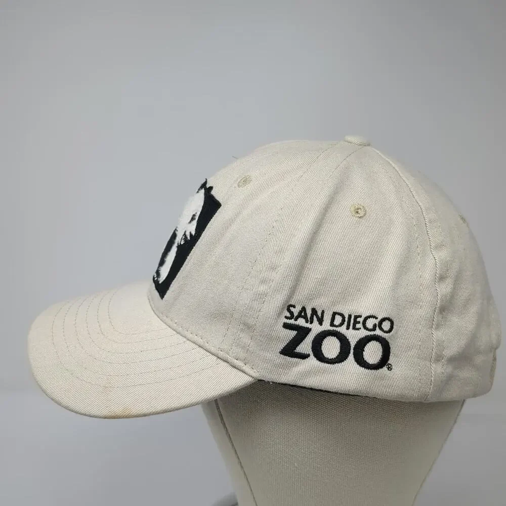 San Diego Zoo Baseball Cap Beige One Size Panda Logo Strapback Hat Adjustable